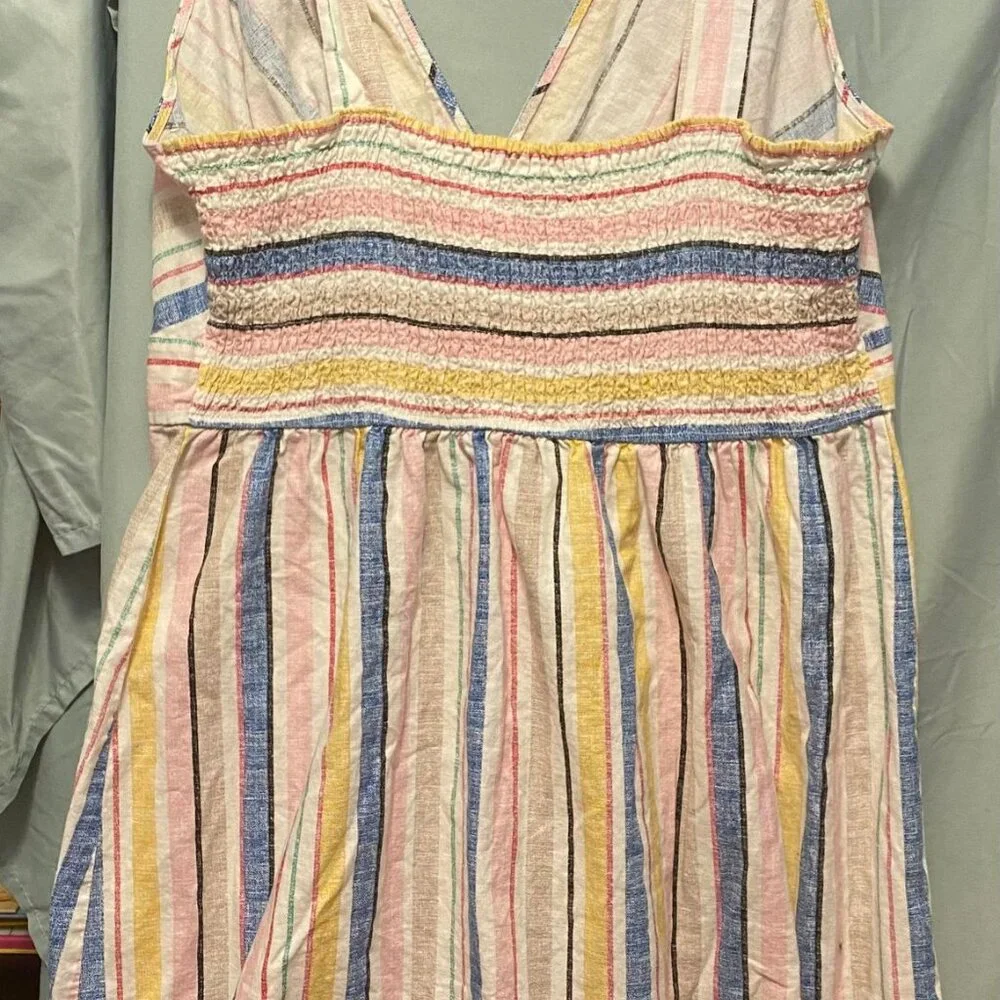 Ophelia Roe  Linen/Cotten Smocked Sleeveless Midi Dress size 3x - Picture 6 of 7